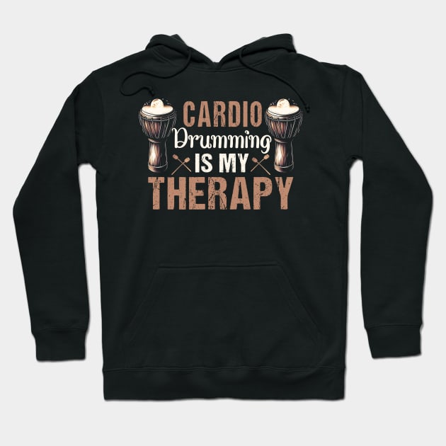 Cardio Drumming Is My Therapy Gym Fitness Class Workout Hoodie by ArtbyJester